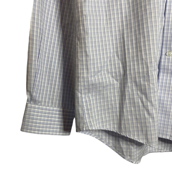 Jos. A. Bank Reserve Wrinkle Free Slim Fit White Blue Dress Shirt 16.5-35 - Picture 5 of 16